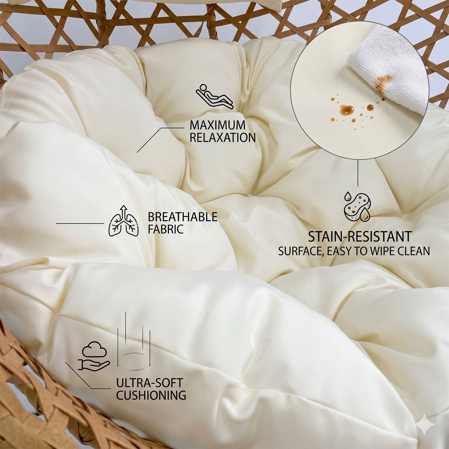 Folding PE Rattan Hanging Egg Chair with Stand by HouseOfZazla