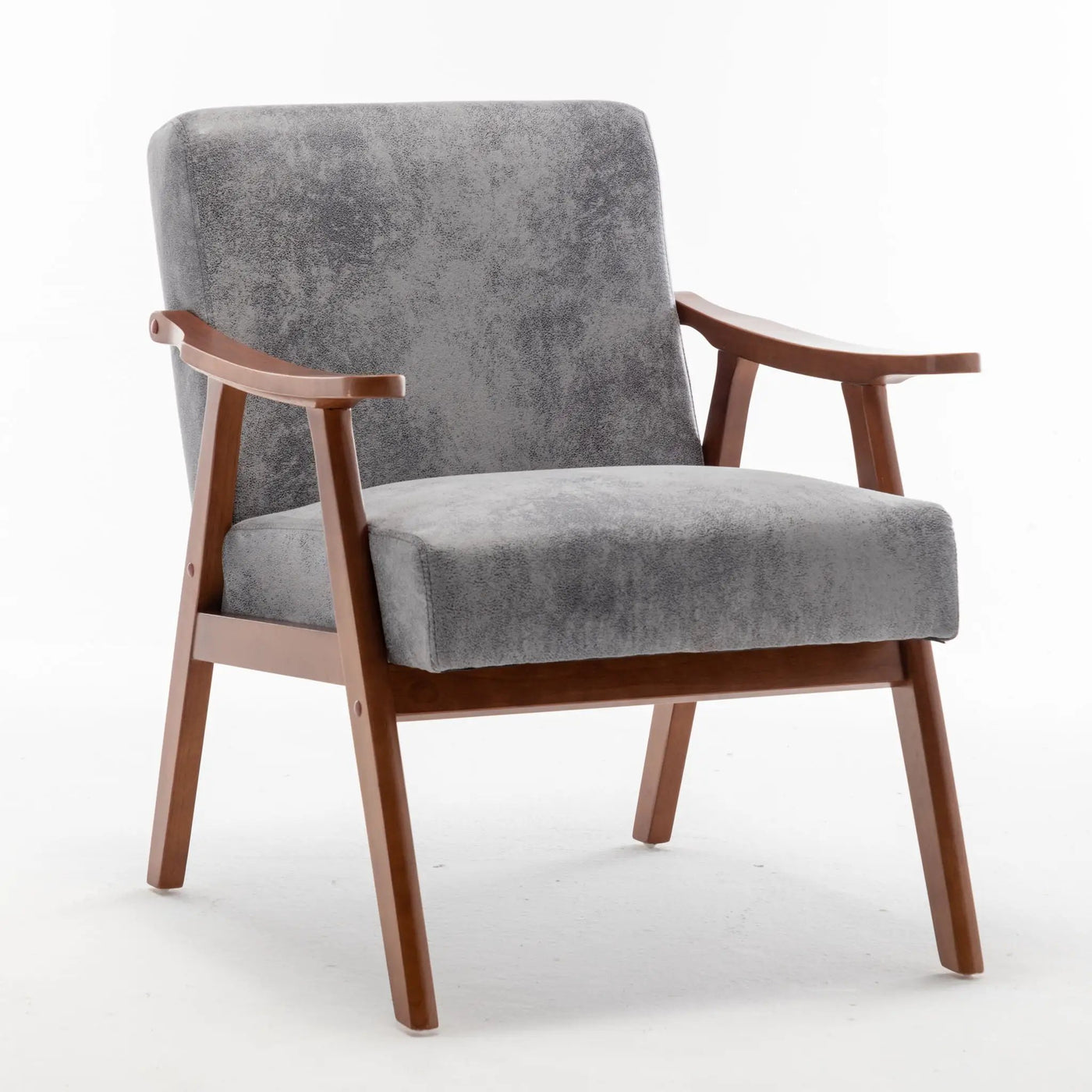 Mid Century Modern Accent Chair With Solid Wood Frame And Extra Thick Backrest by HouseOfZazla