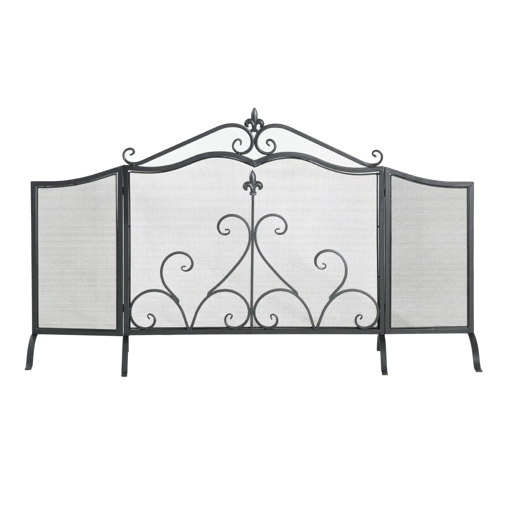 Onyx 3-Panel Iron Fireplace Screen 54" x 31.5" by HouseOfZazla