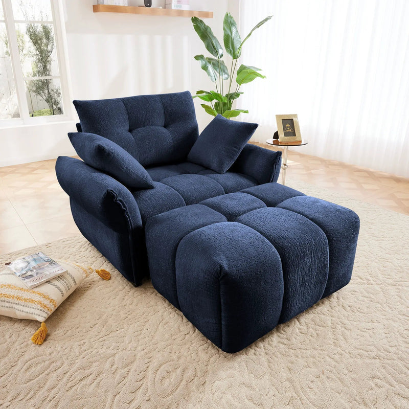 Ergonomic Single Seater Sofa With Ottoman, High Resilience Support Cushions by HouseOfZazla