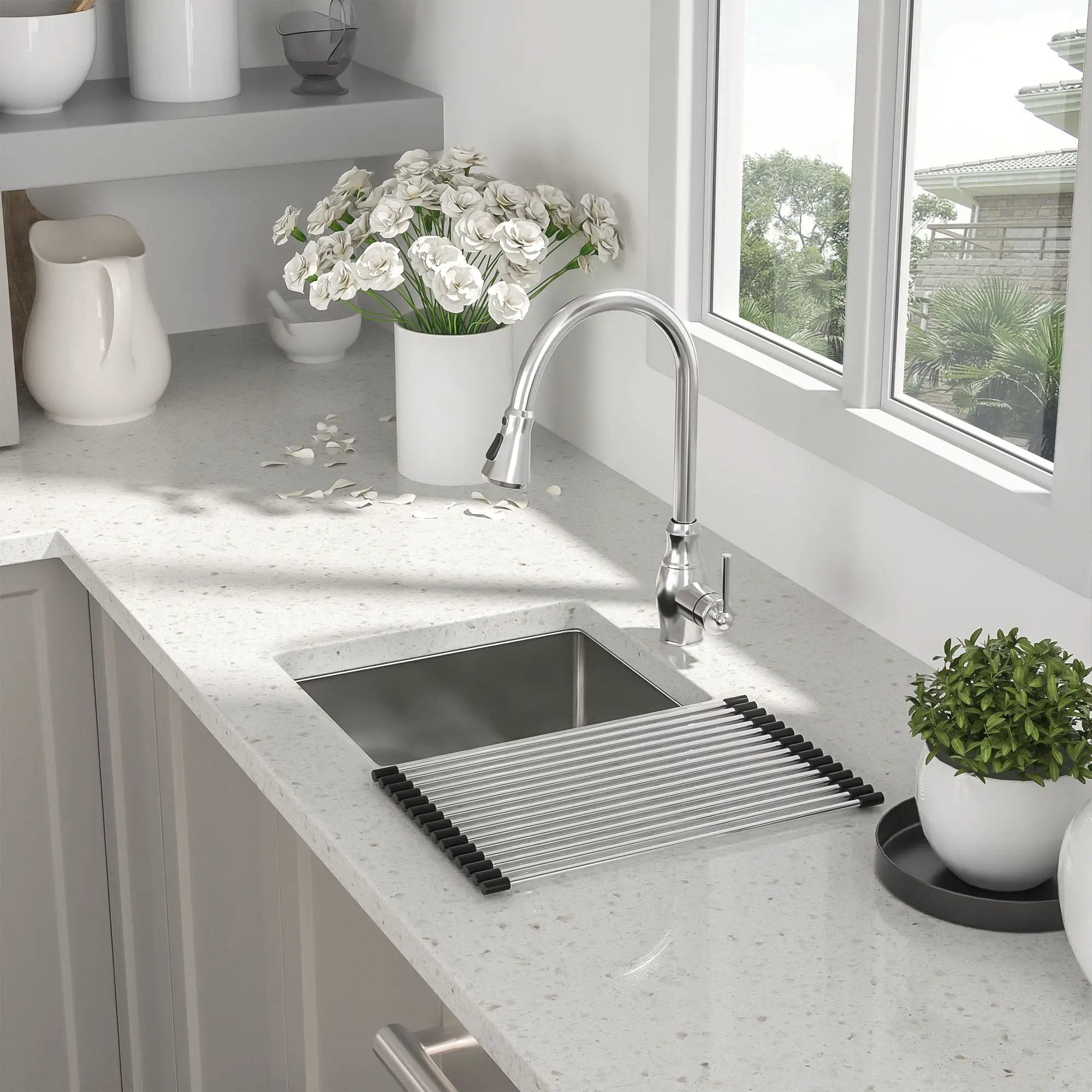 13" Undermount Kitchen Sink 16 Gauge Single Bowl - Brushed Nickel by HouseOfZazla