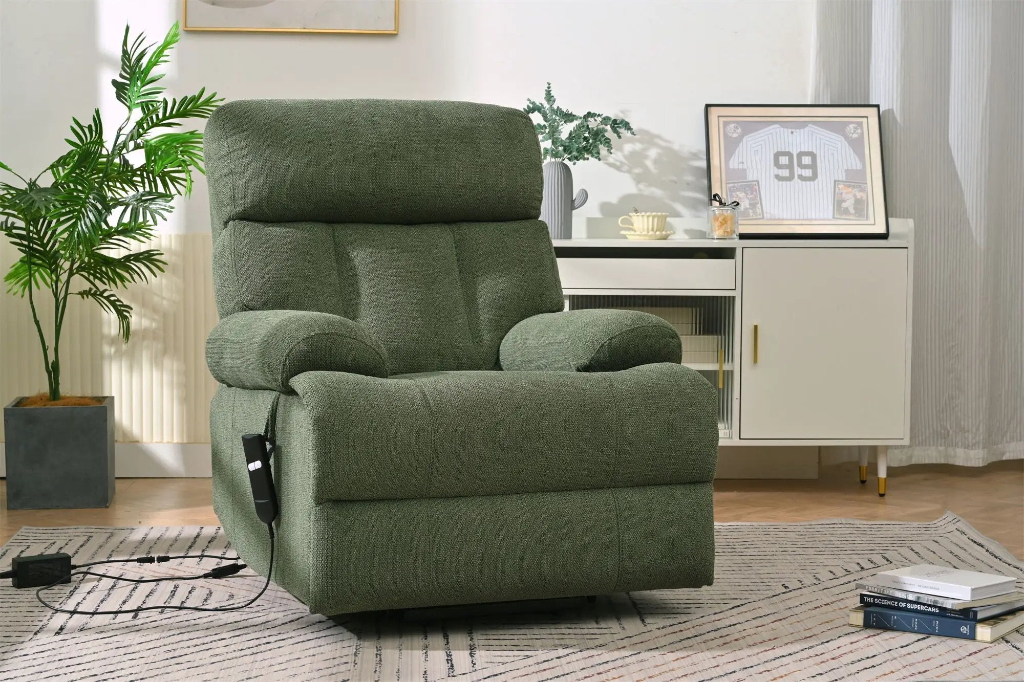 Oversized Power Lift Recliner Chai With Remote Control, Side Pocket, Spacious Seat by HouseOfZazla