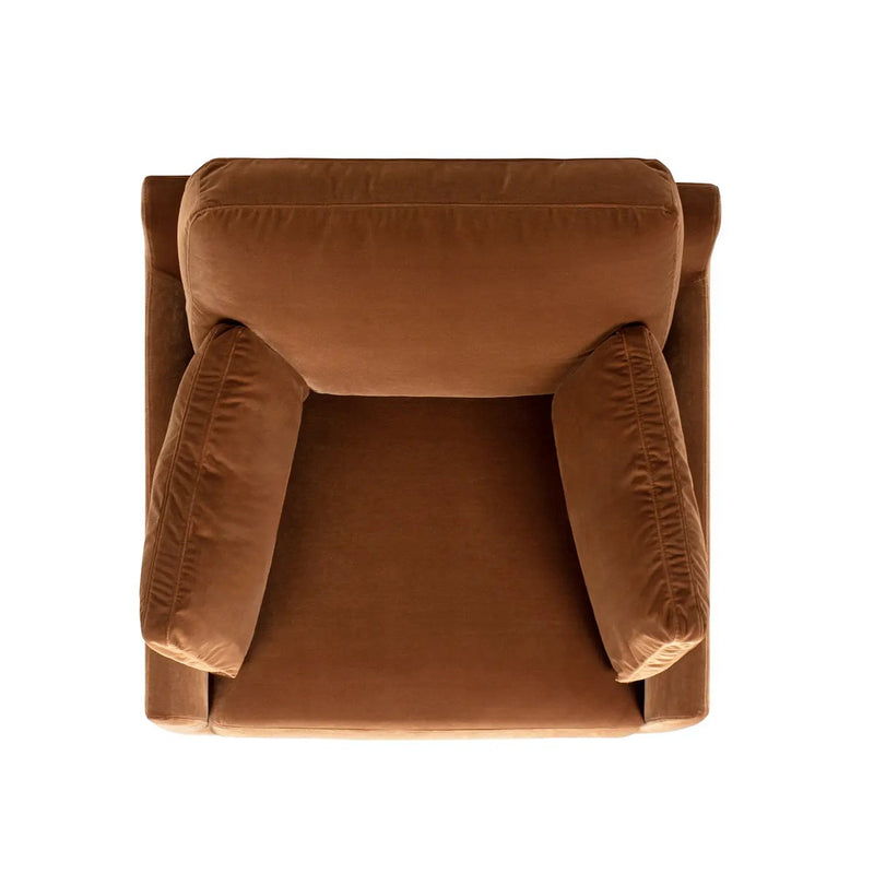 Pasadena 36" Wide Modern Farmhouse Accent Arm Chair, Burnt Orange Velvet by HouseOfZazla