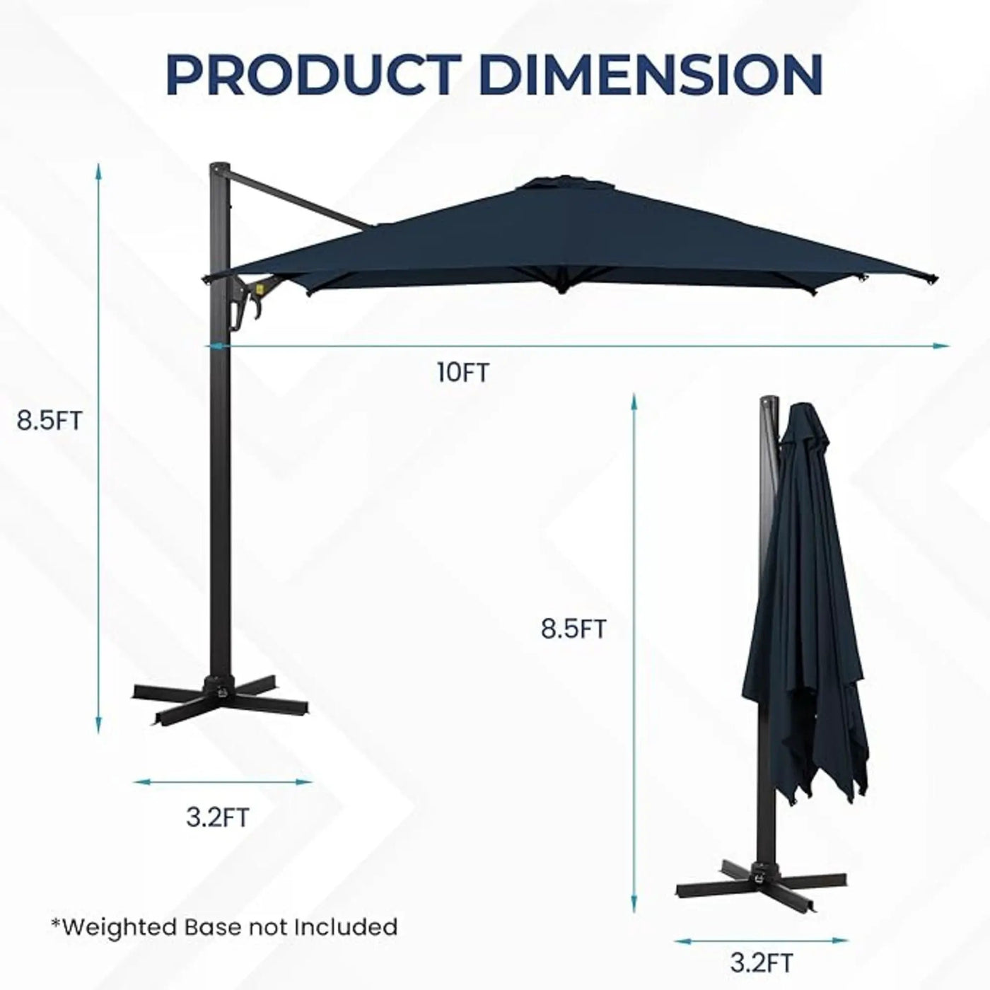 Round Cantilever Patio Umbrella With 360 Rotation & Infinite Tilt Adjustment by HouseOfZazla