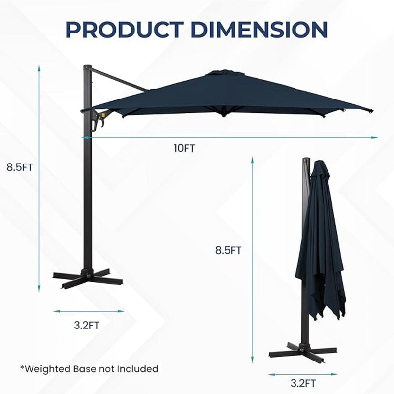 Round Cantilever Patio Umbrella With 360 Rotation & Infinite Tilt Adjustment by HouseOfZazla