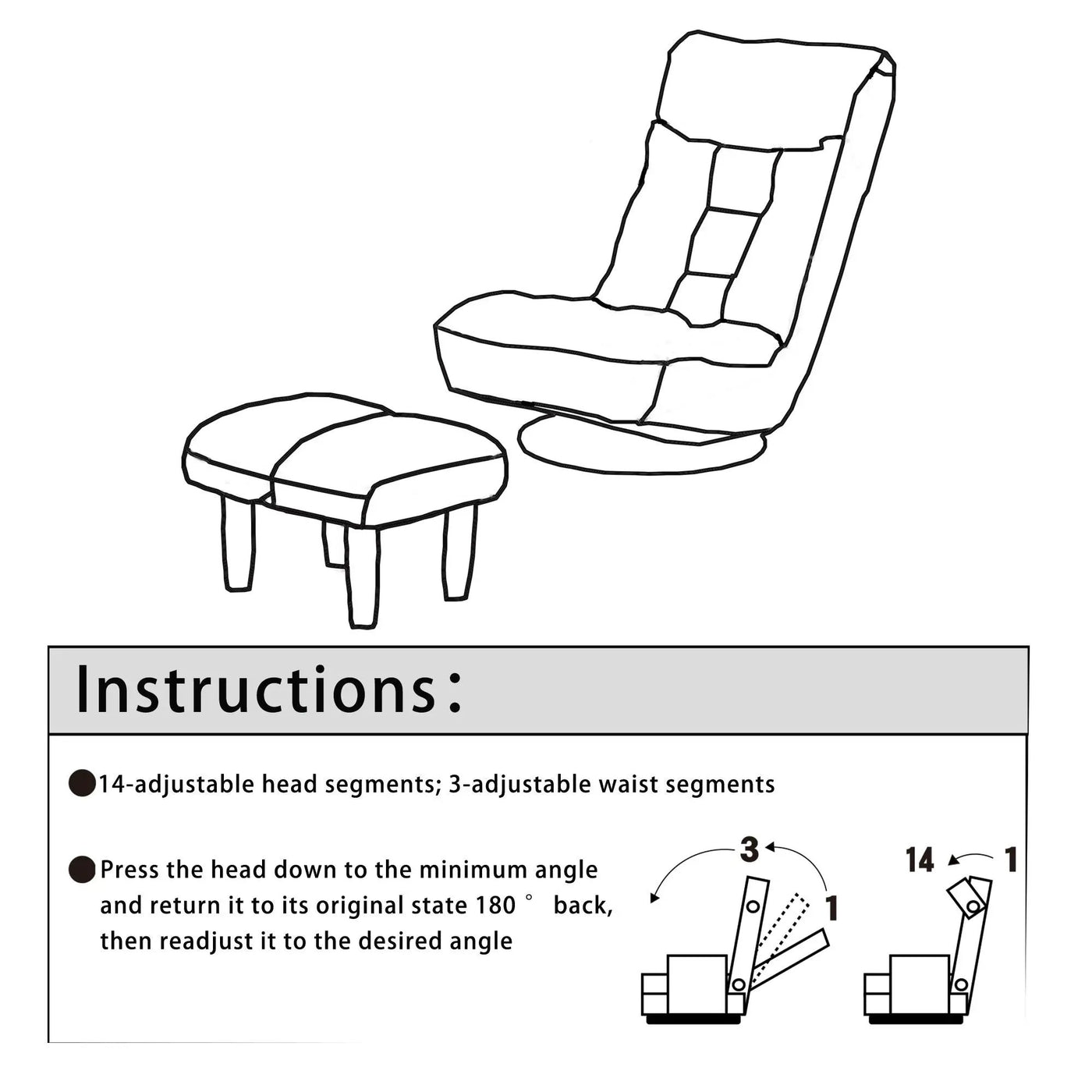 Adjustable Japanese Reclining Floor Chair Sofa With Metal Frame For Living Room by HouseOfZazla