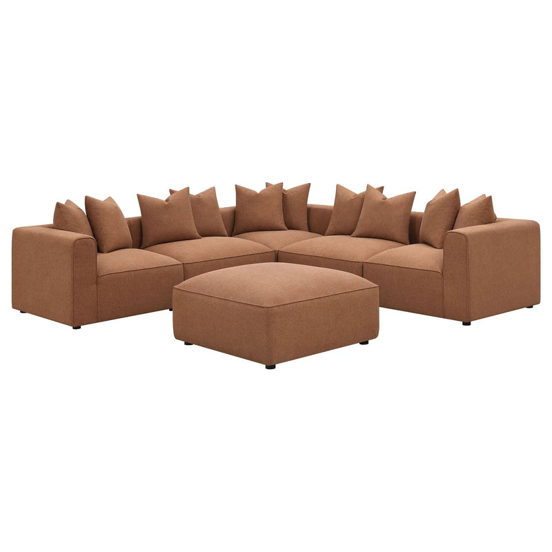 Jennifer Square Upholstered Ottoman Terracotta by Unique Piece Furniture