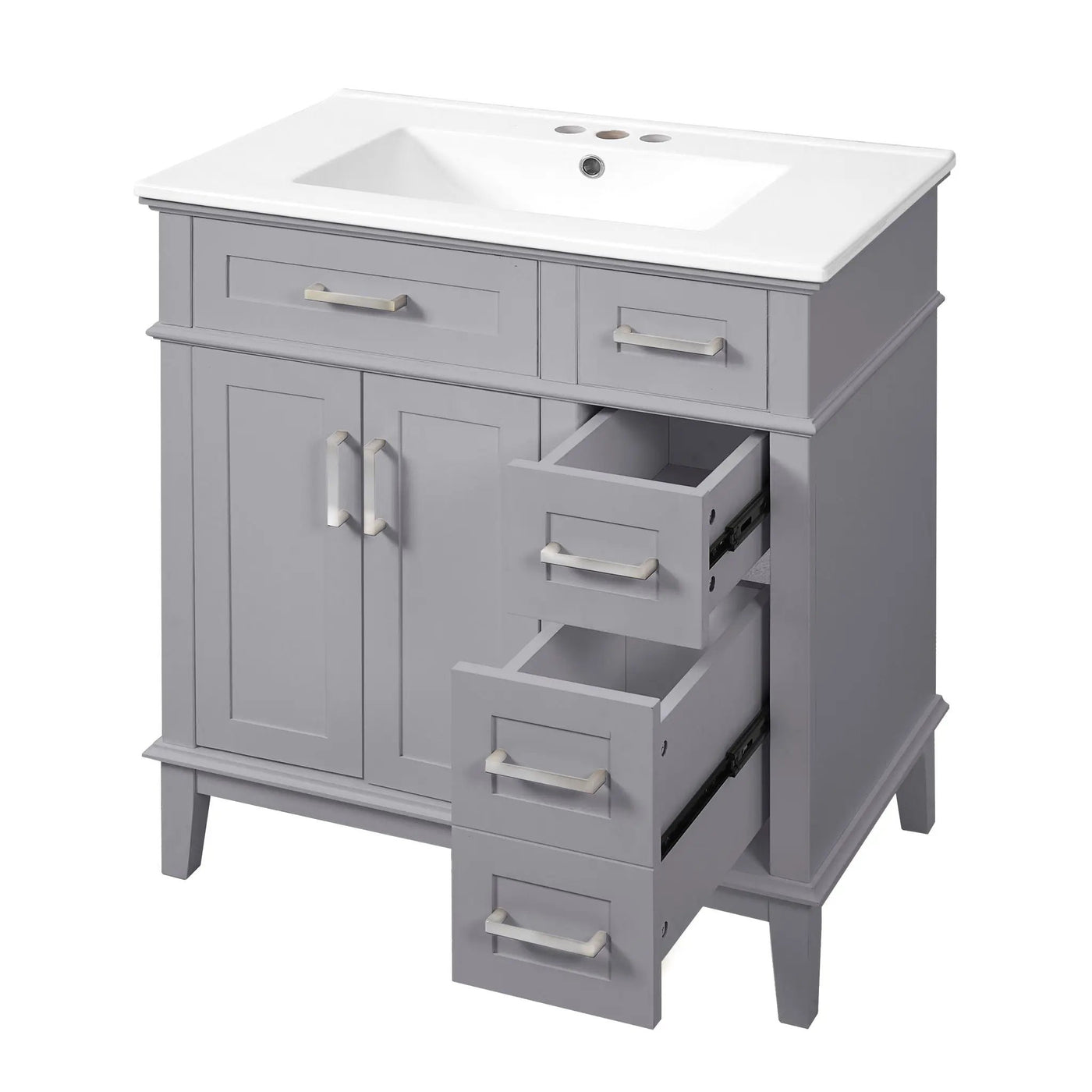 Modern Bathroom Vanity With Sink, Storage Cabinet, Soft Close Doors, Deep & Standard Drawers by HouseOfZazla