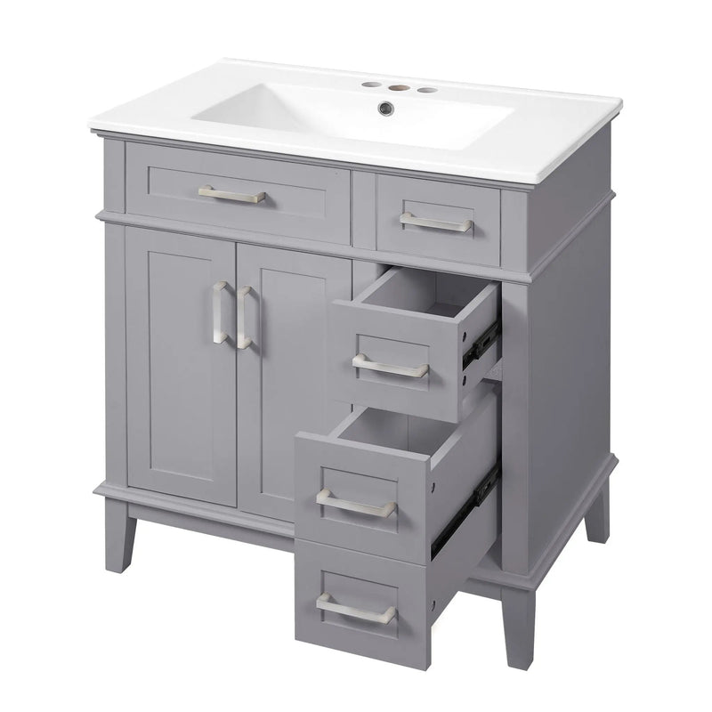 Modern Bathroom Vanity With Sink, Storage Cabinet, Soft Close Doors, Deep & Standard Drawers by HouseOfZazla