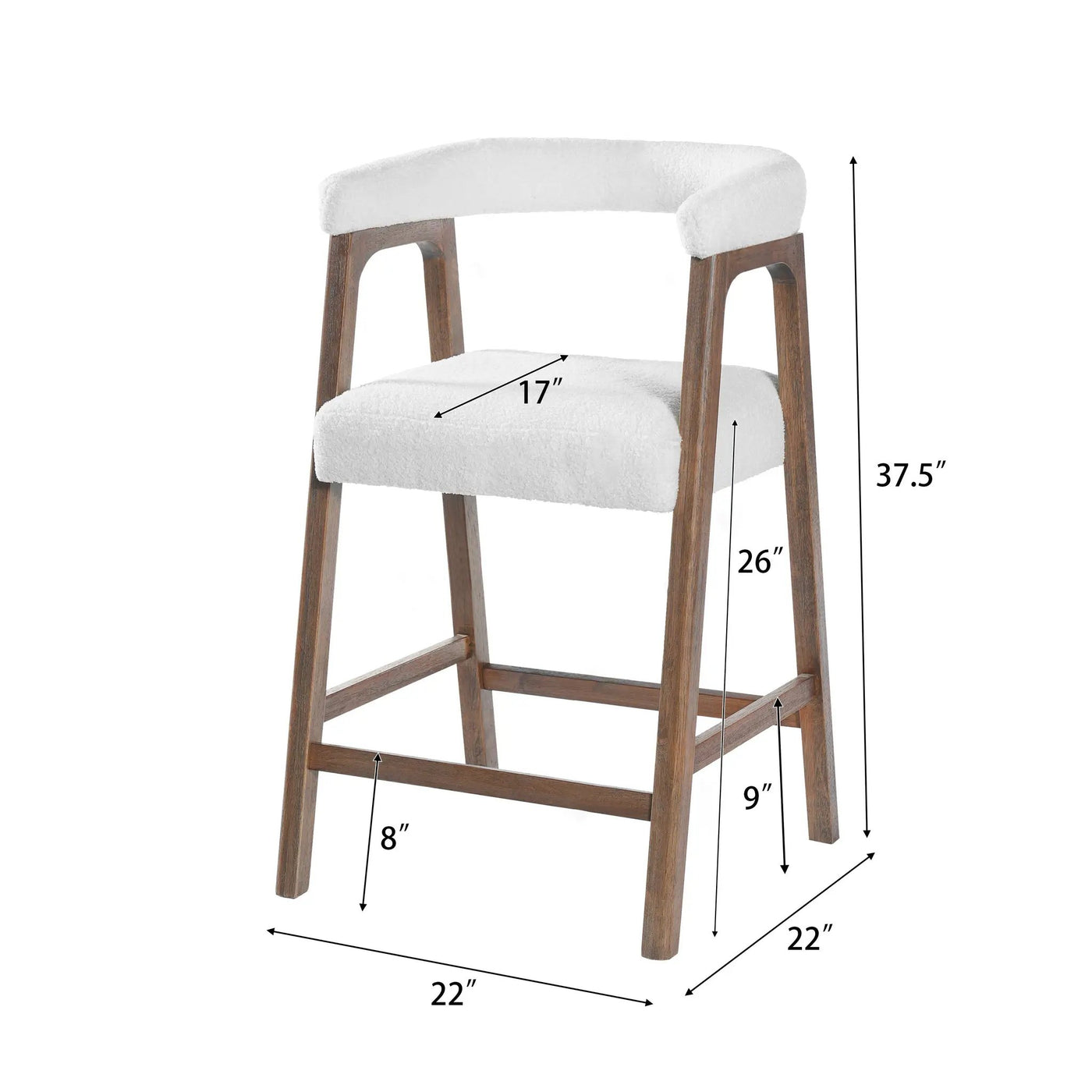 26'' Seat Height Bar Stools with Back - Set of 2 by HouseOfZazla