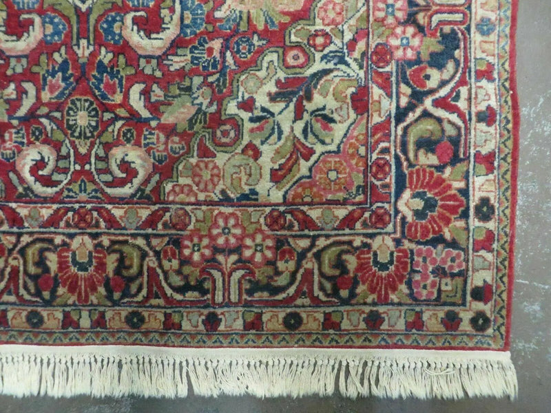 Persian Sarouk Rug 4.6 x 5, Red, Semi Antique, Floral by Jewel Rugs