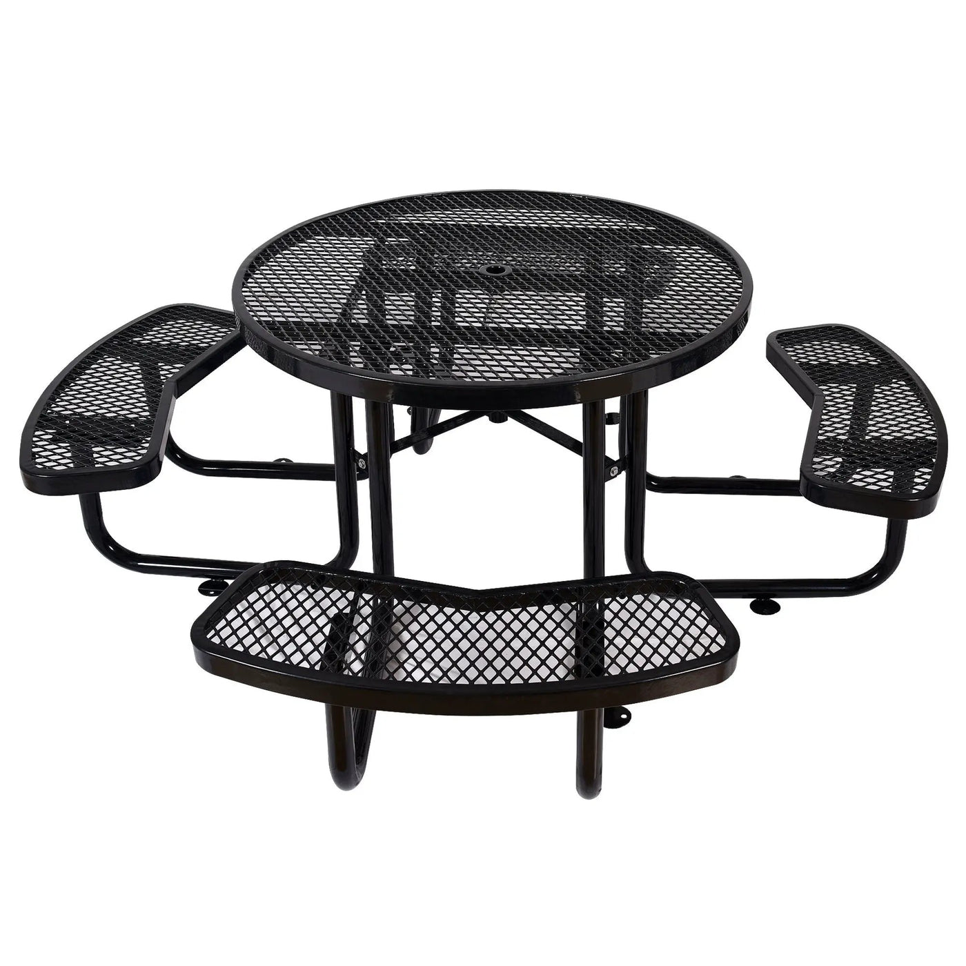 Round Outdoor Steel Picnic Table With Umbrella Pole by HouseOfZazla