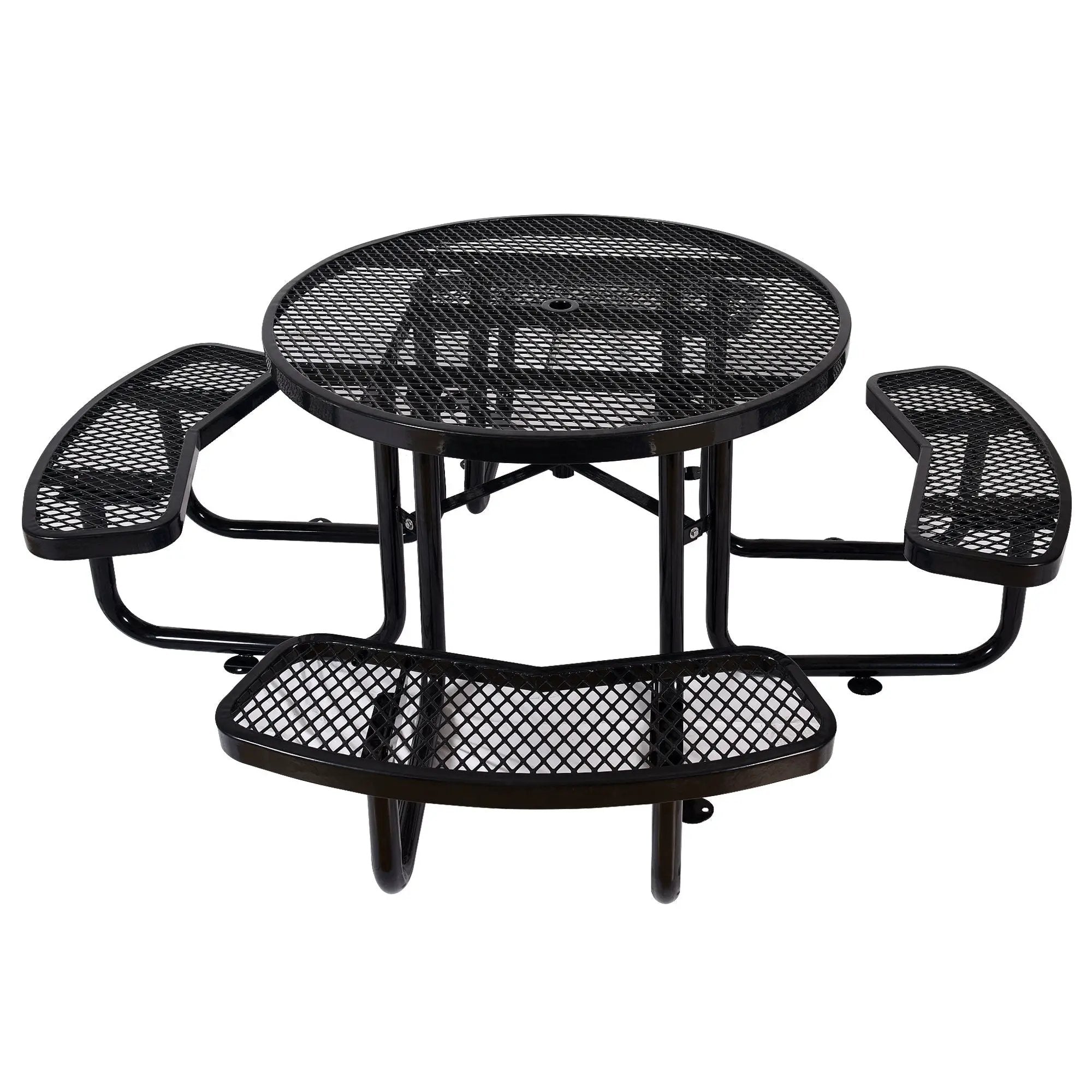 Round Outdoor Steel Picnic Table With Umbrella Pole by HouseOfZazla