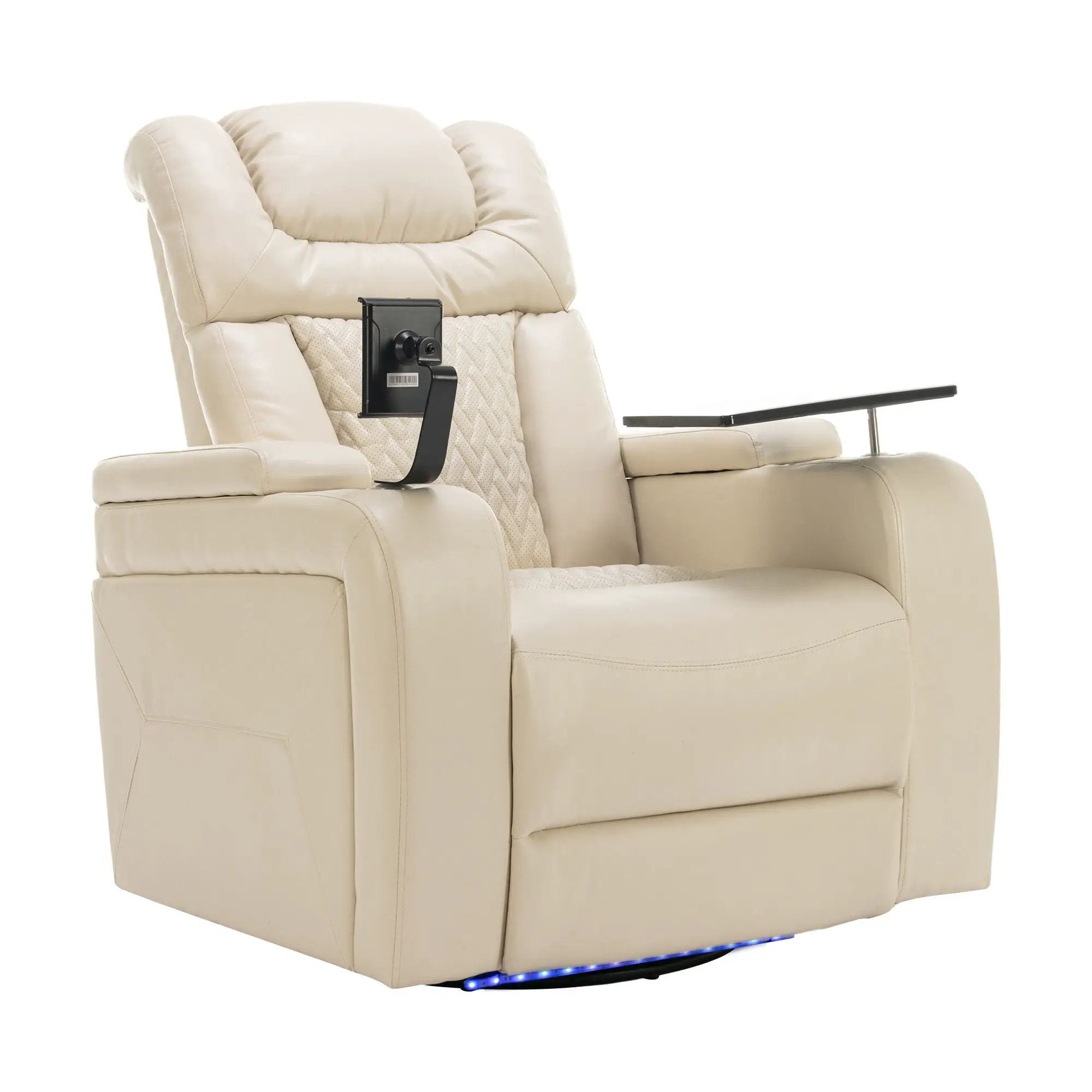 270 Degree Swivel Power Recliner With Tray Table, Phone Holder, Cup Holder, USB Port by HouseOfZazla
