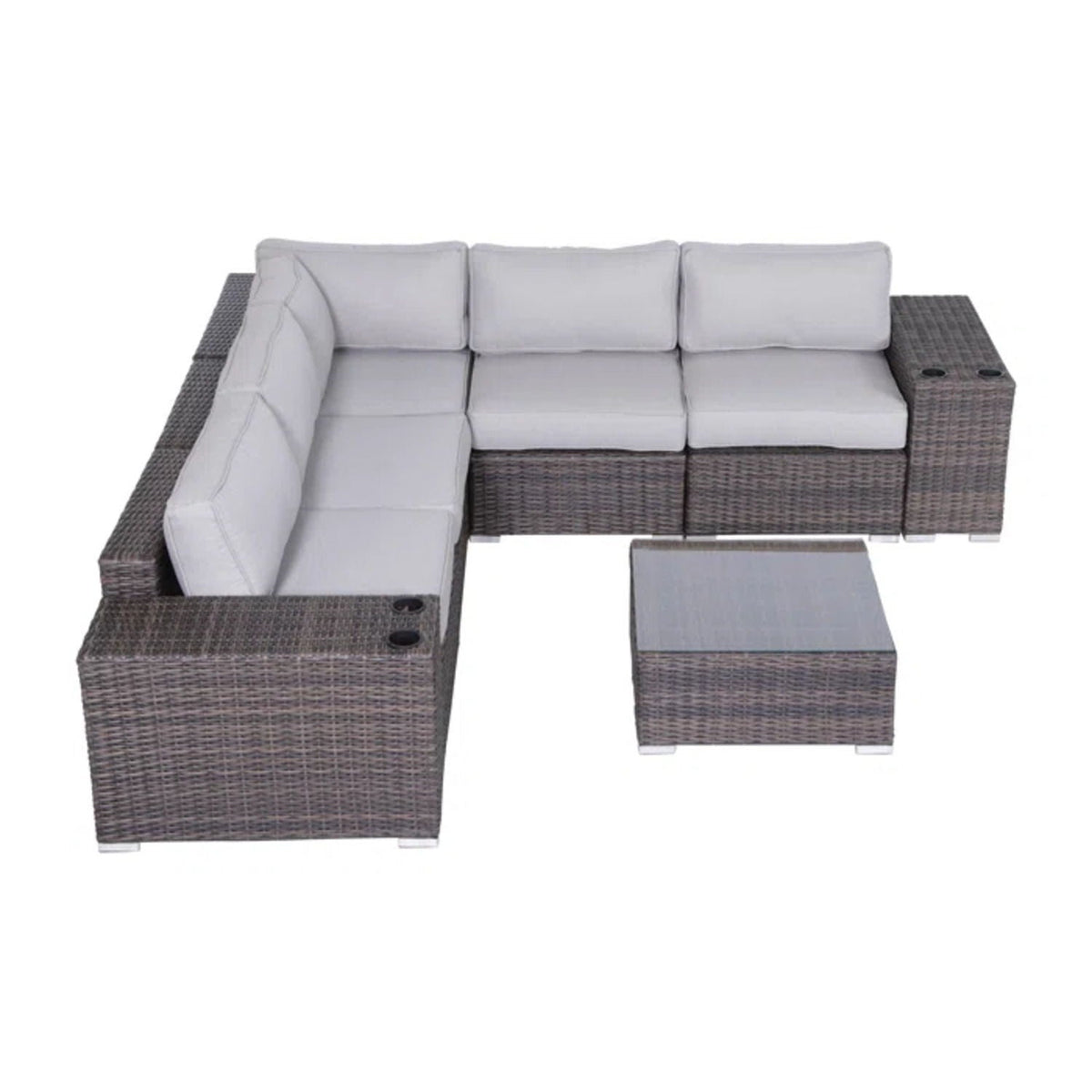 Modern Patio Rattan Sectional Set with Cushions - Multiple Set Options, photo 17 of 40