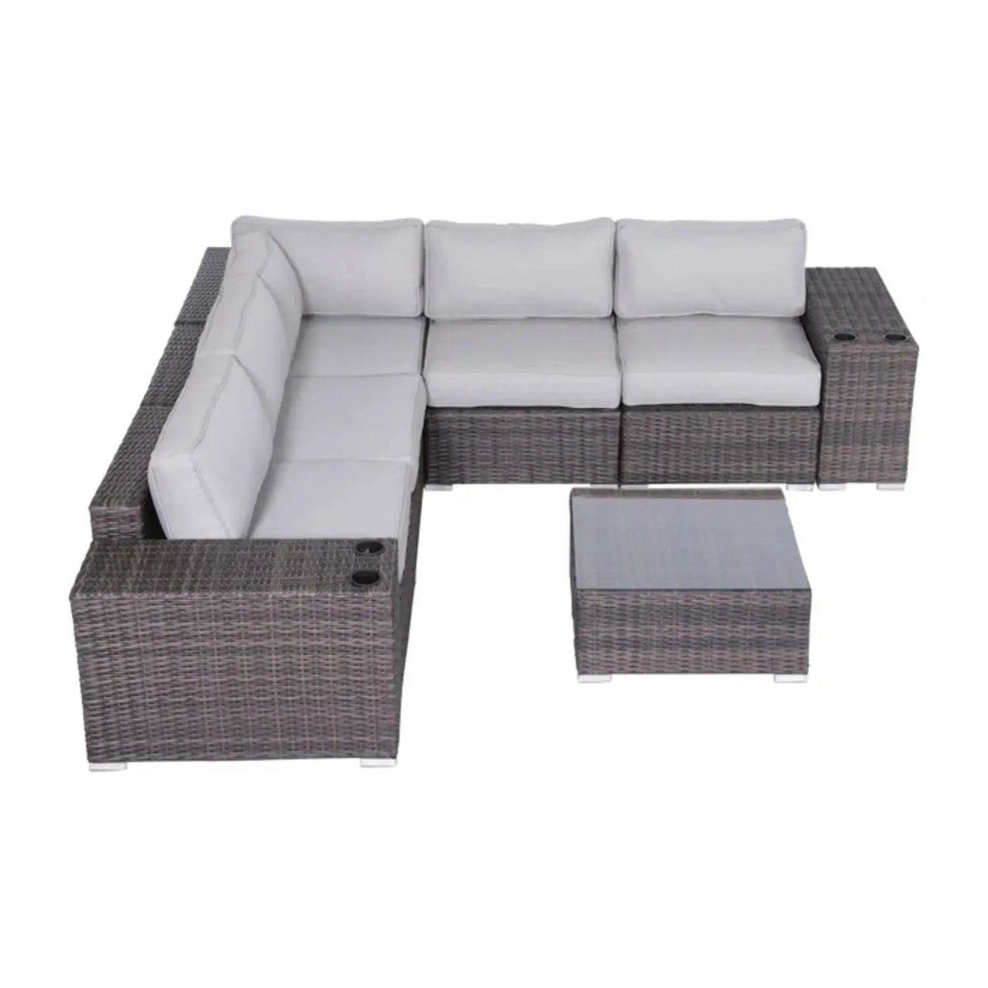 Modern Patio Rattan Sectional Set With Cushions by HouseOfZazla