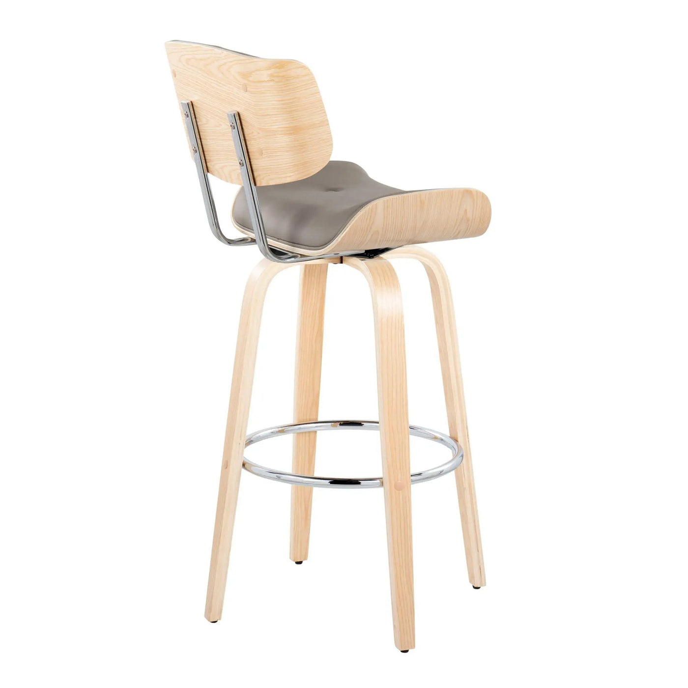Lombardi - Mid Century Modern Fixed Height Barstool With Swivel With Round Footrest (Set of 2) by HouseOfZazla
