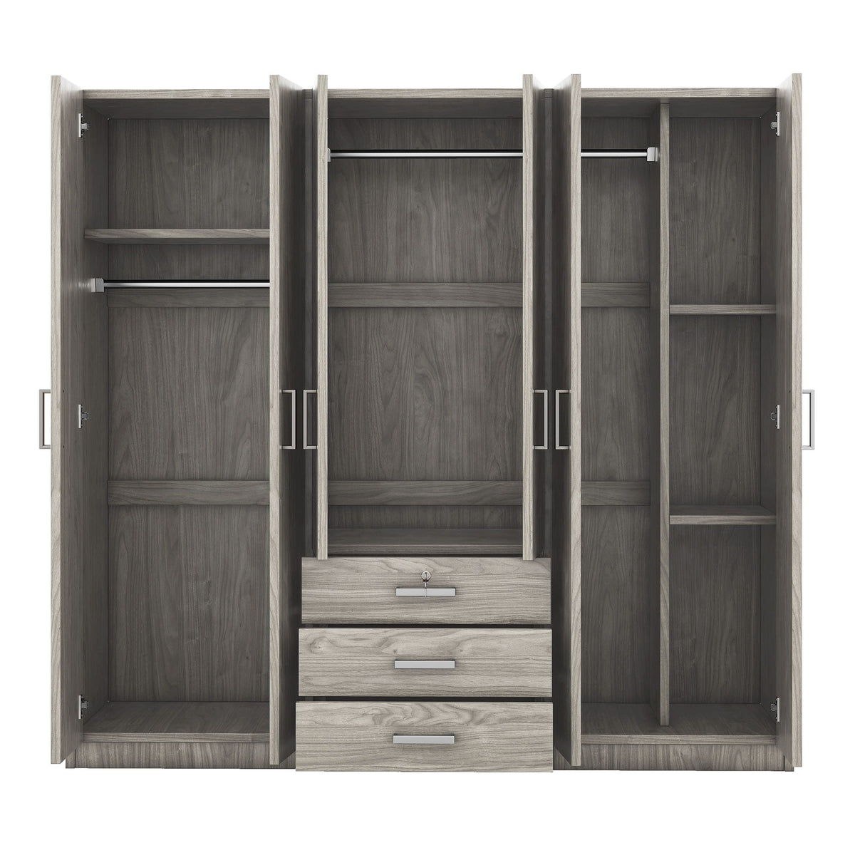6 Doors Wardrobe Storage For Bedroom, With Big Drawers, photo 4 of 21