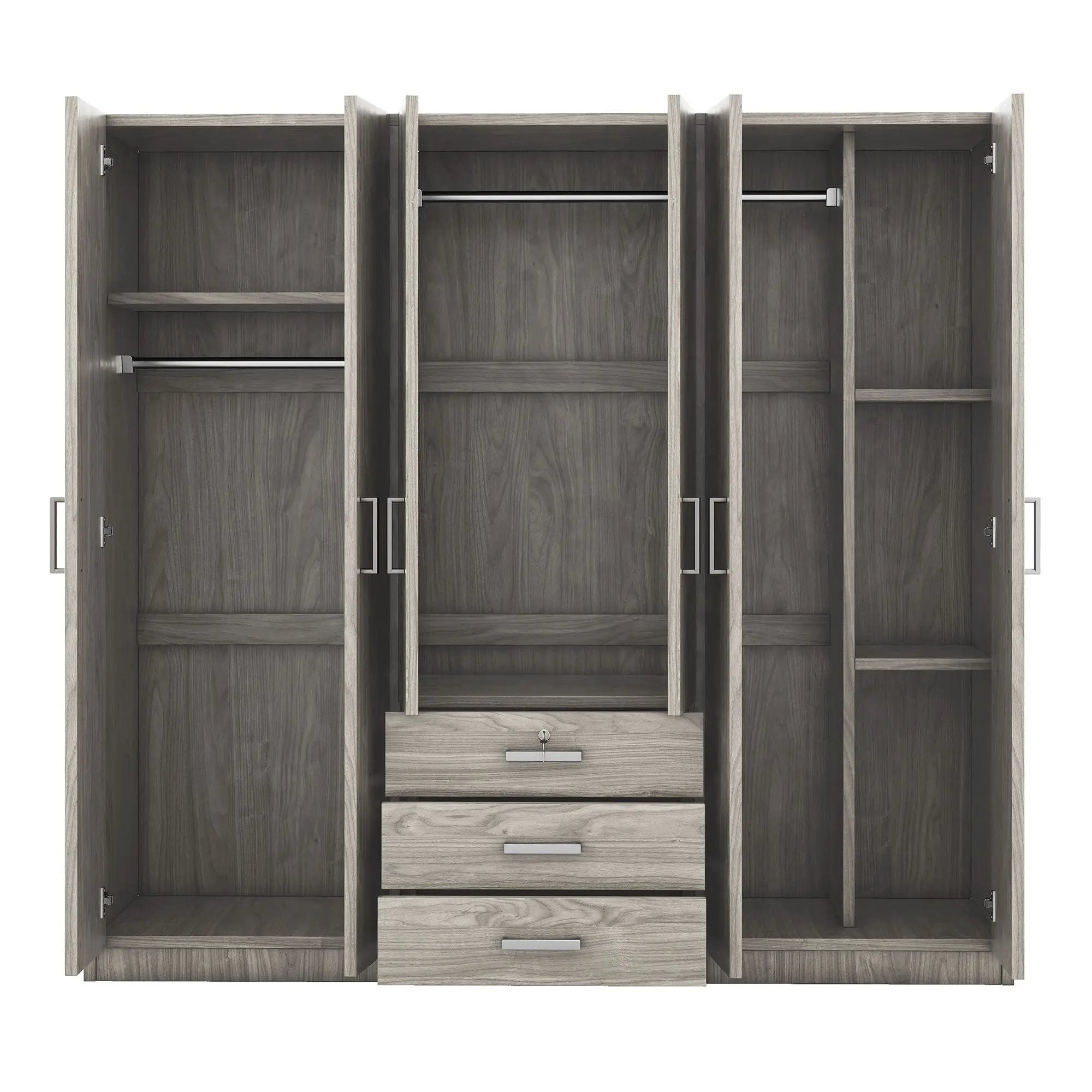 6 Doors Wardrobe Storage For Bedroom, With Big Drawers by Unique Piece Furniture