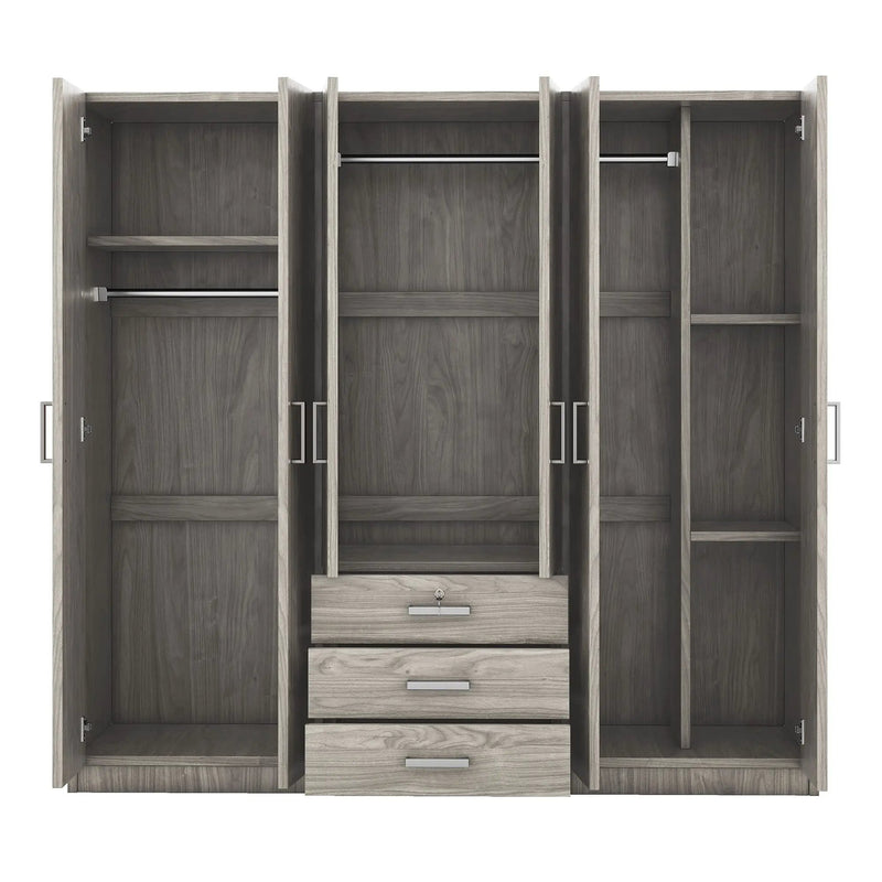6 Doors Wardrobe Storage For Bedroom, With Big Drawers by HouseOfZazla