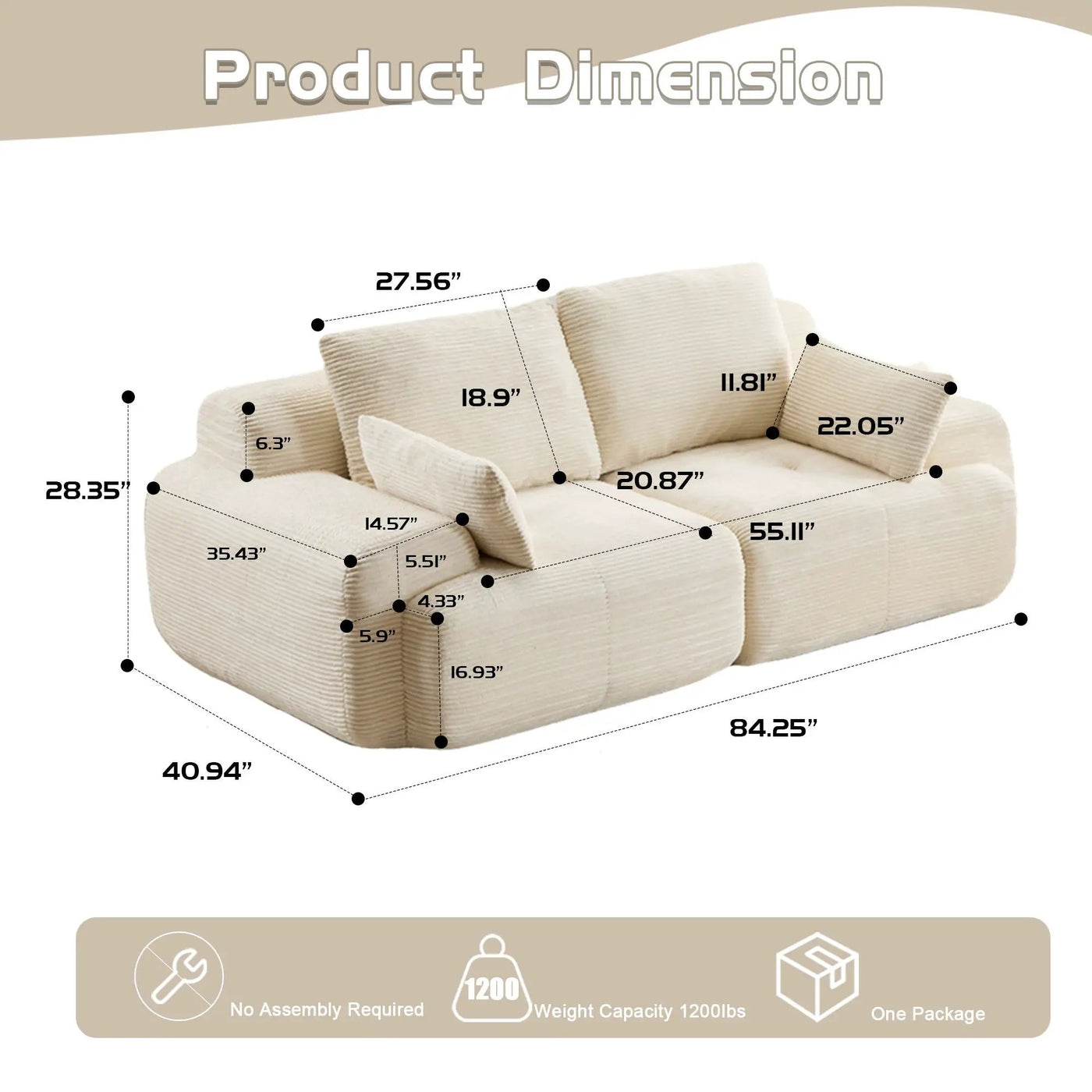 2 Seater Large Sectional Couches For Living Room by HouseOfZazla