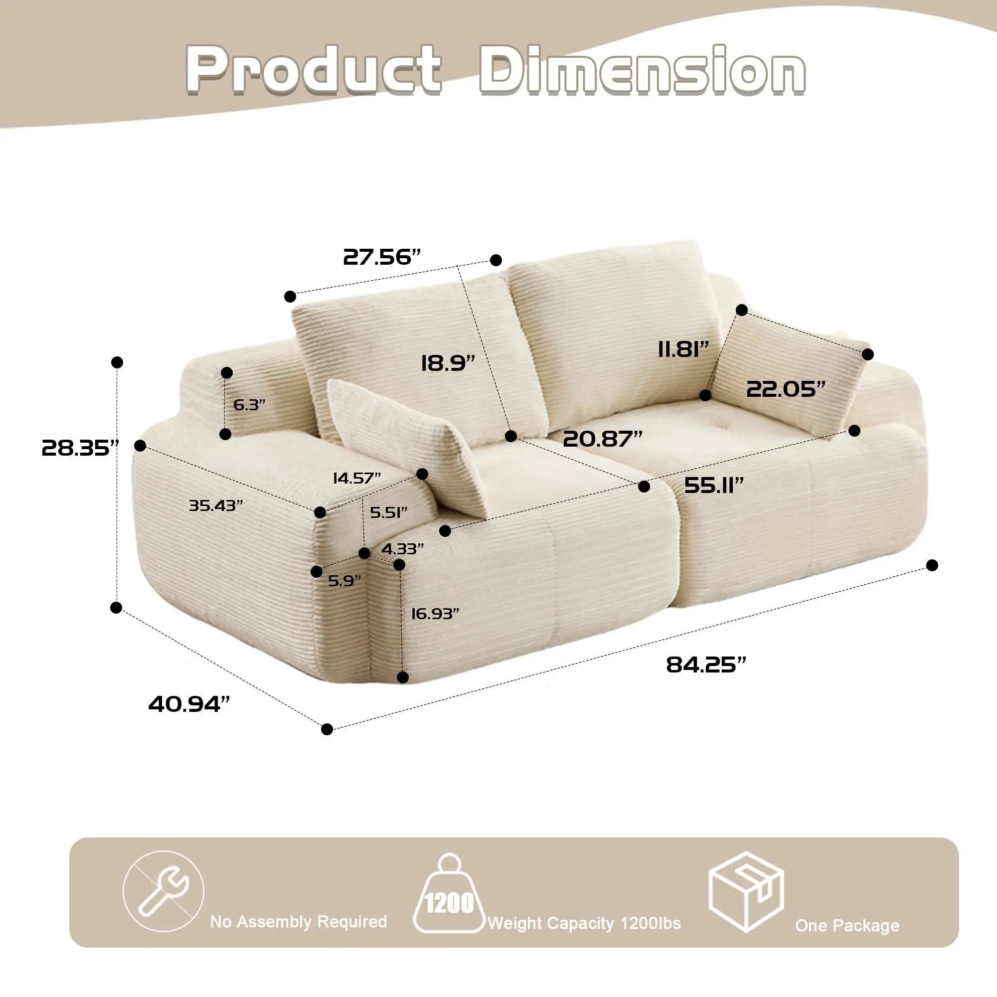 2 Seater Large Sectional Couches For Living Room by HouseOfZazla