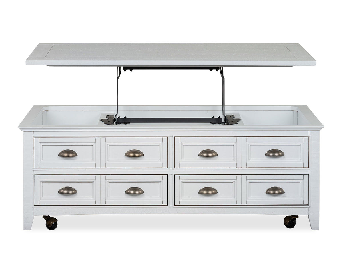 Heron Cove - Lift Top Storage Cocktail Table With Casters - Chalk White, photo 2 of 7