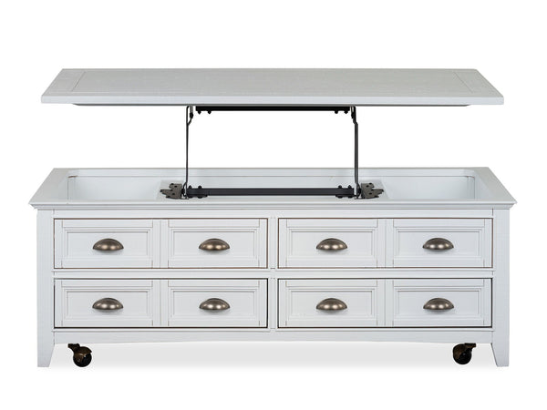Heron Cove - Lift Top Storage Cocktail Table With Casters - Chalk White, photo 2 of 7