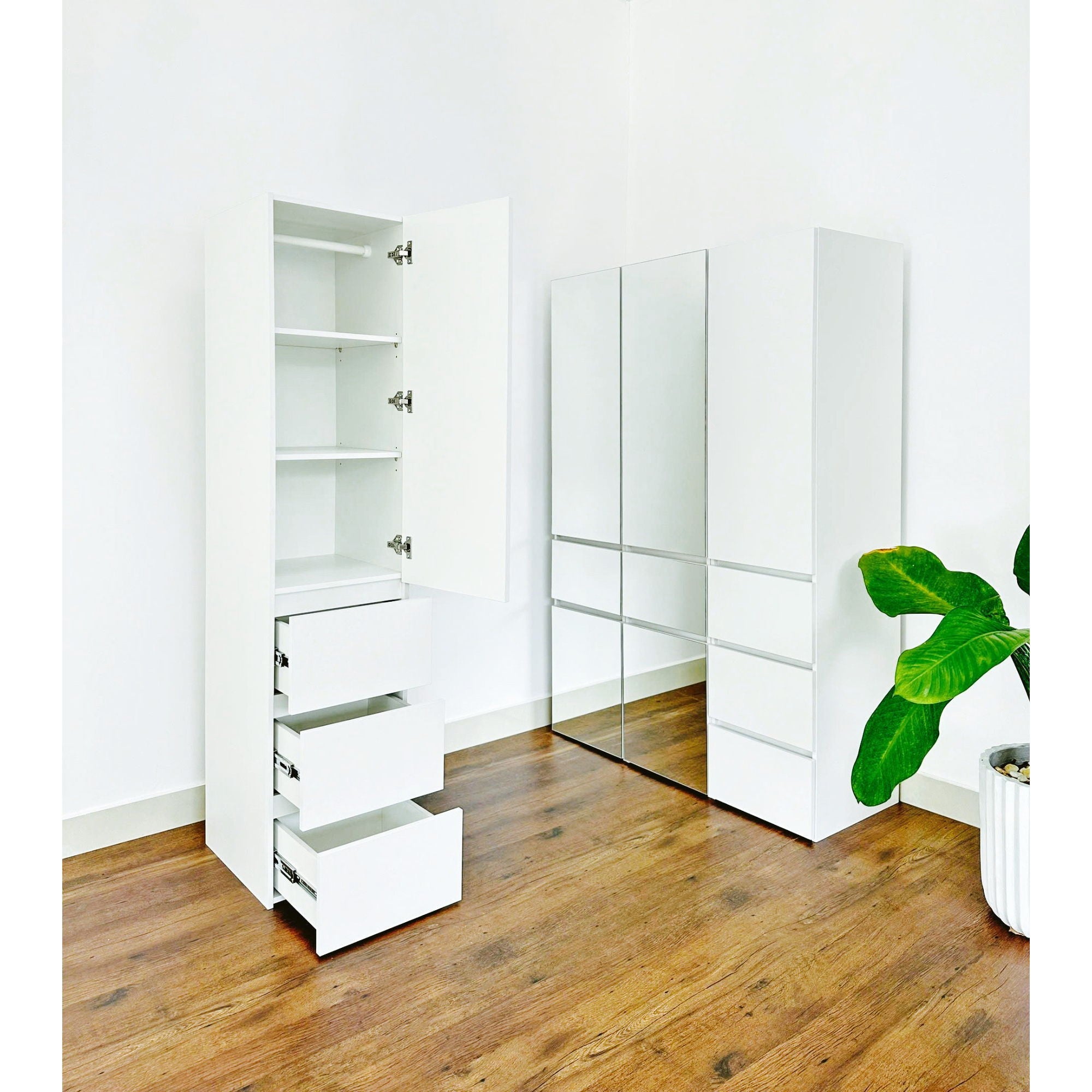 Elise - Slim Modular Closet Cabinet With Drawers - White by HouseOfZazla
