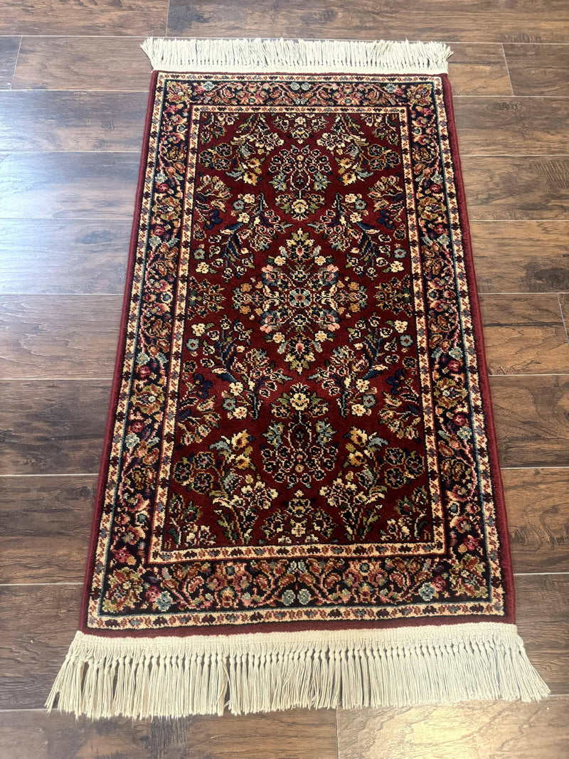 Small Karastan Rug 2.6 x 4 Red Sarouk #785, Karastan Wool Pile Rug, Original 700 Series, Discontinued Vintage Karastan Carpet by Jewel Rugs