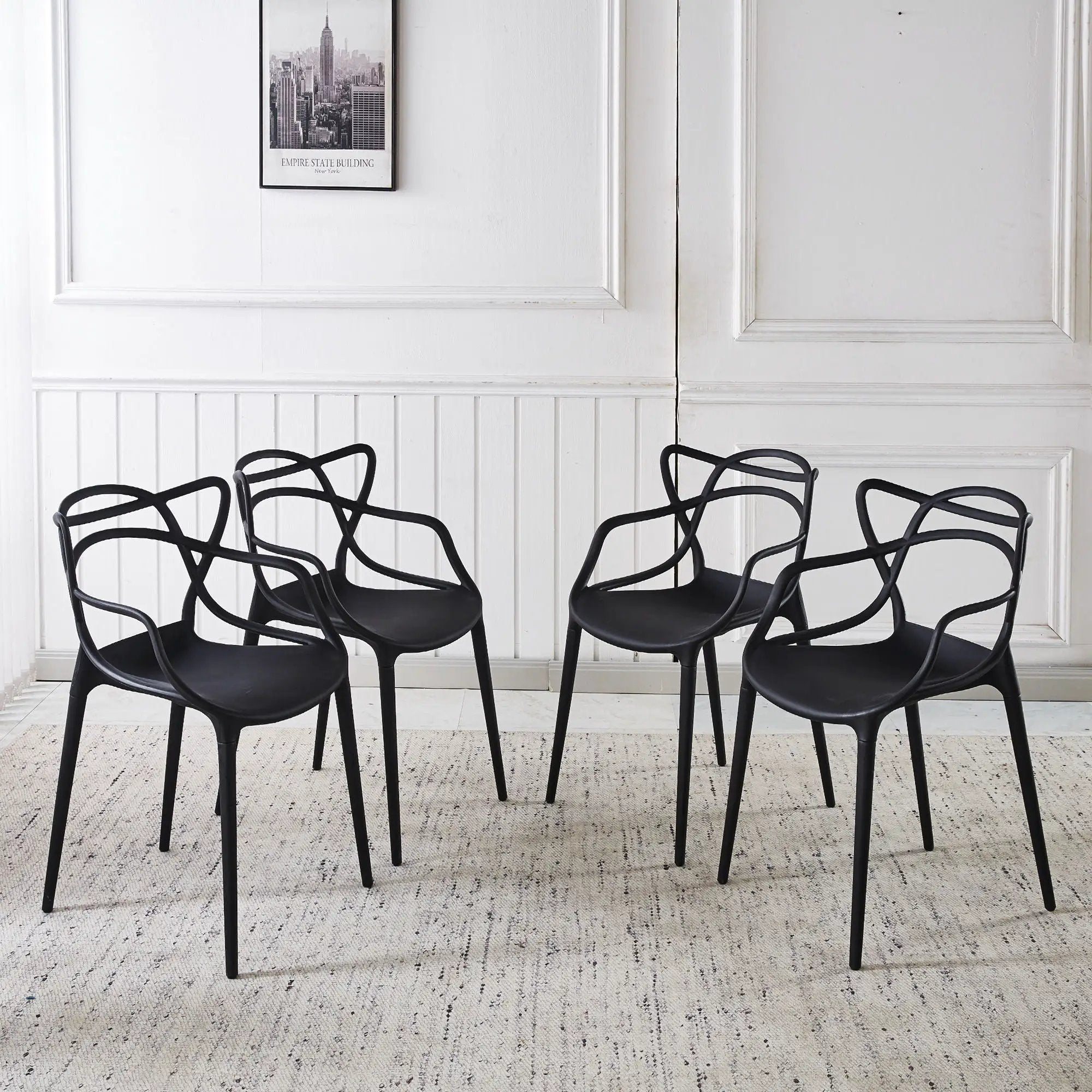 Dining Chair Set of 4 - Black Plastic by HouseOfZazla