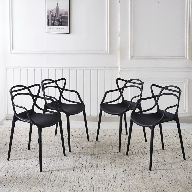 Dining Chair Set of 4 - Black Plastic by HouseOfZazla