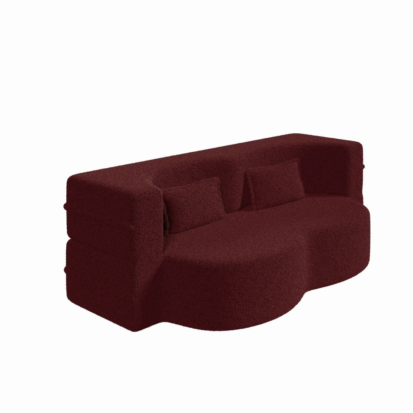 Modern Floor Sofa With Two Pillows Convertible Teddy Fabric Foam Filled Bed by HouseOfZazla