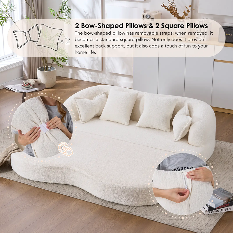 2-in-1 Foldable Sofa Bed with 4 Pillows by HouseOfZazla