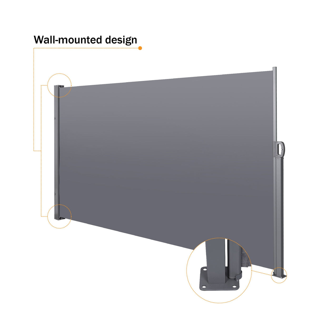 Retractable Side Screen Awning with UV Resistance - Dark Gray, photo 4 of 15