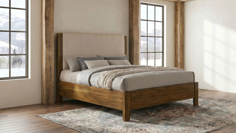 Adderley Queen Wood Panel Bed Cream and Warm Brown by Unique Piece Furniture