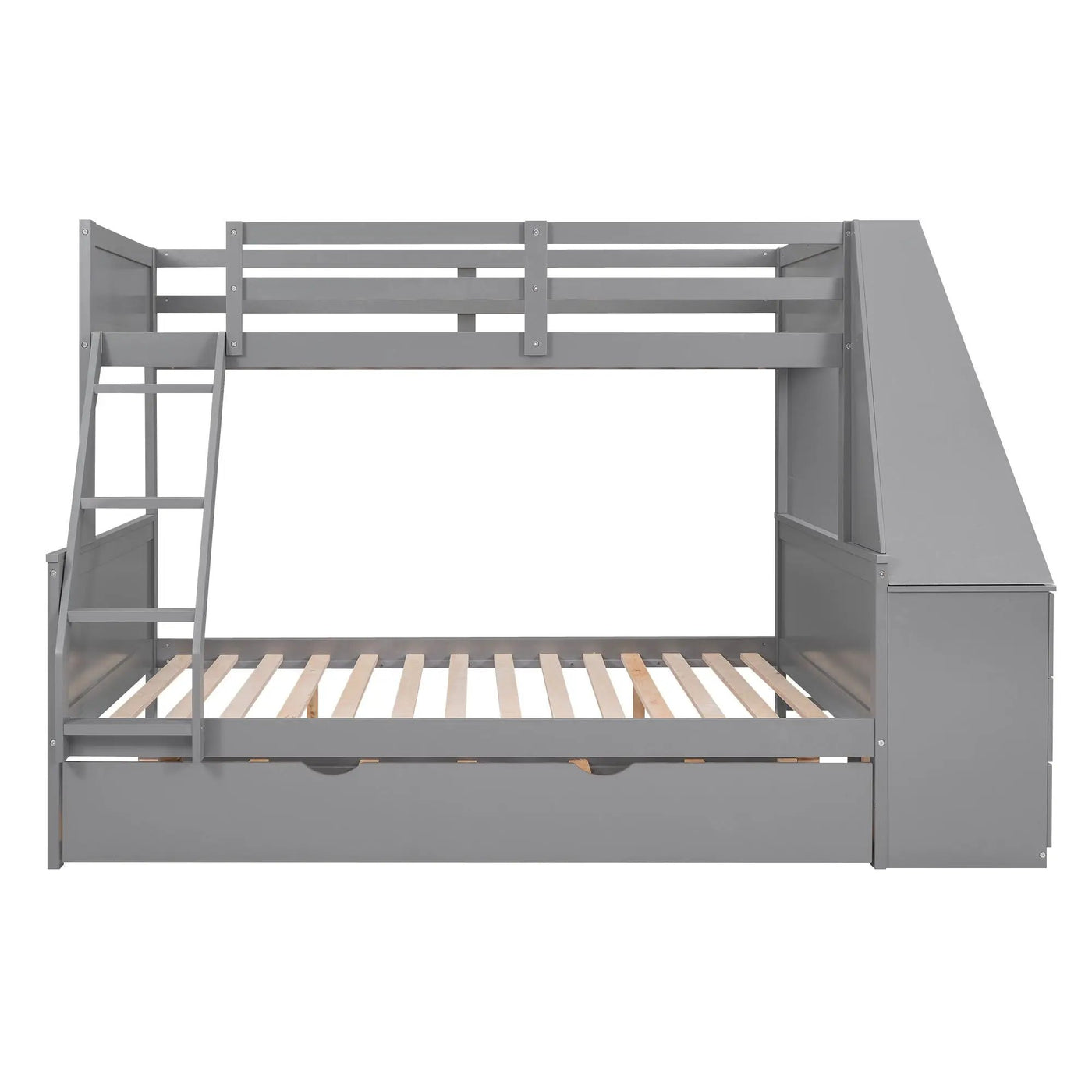 Bunk Bed With Trundle And Built In Desk, 3 Storage Drawers And Shelf by HouseOfZazla
