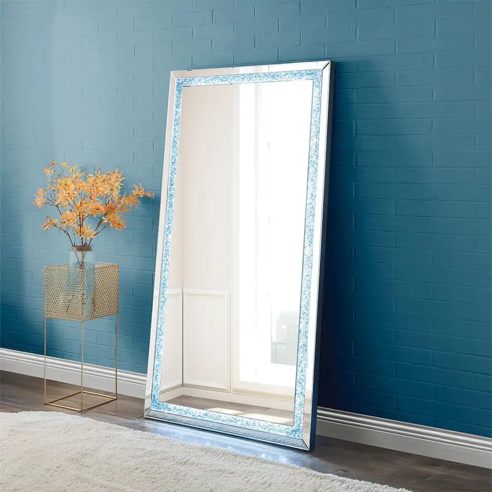 Noralie - Floor Mirror - Faux Diamonds & Mirrored by Unique Piece Furniture