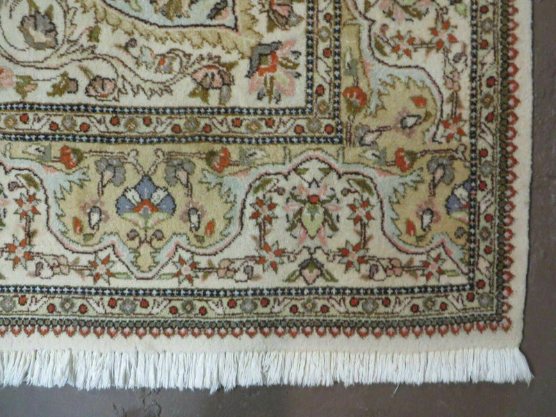 Vintage Persian Tabriz Rug 9x12, Tabatabaie Rug 9x12 Carpet, Handmade Hand Knotted Wool Area Rug, Tomato Red Beige, Medallion Rug, Floral by Jewel Rugs
