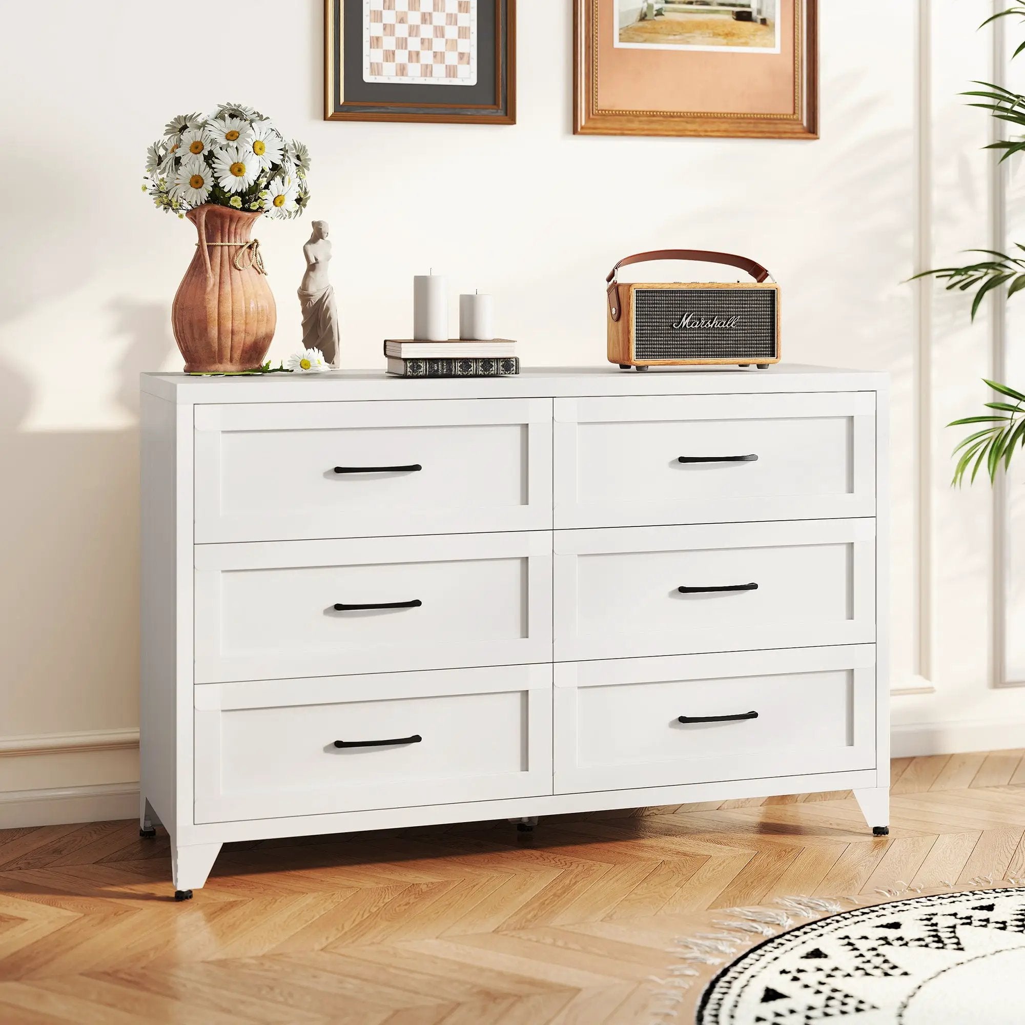 6 Drawer Dresser for Bedroom, Modern Metal Storage Chest by HouseOfZazla