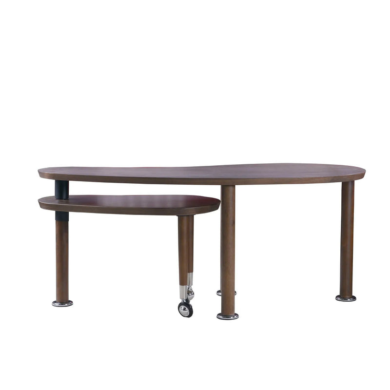 Rotatable Coffee Table With Solid Legs, 360 Degree Swivel, Waterproof - Walnut by HouseOfZazla