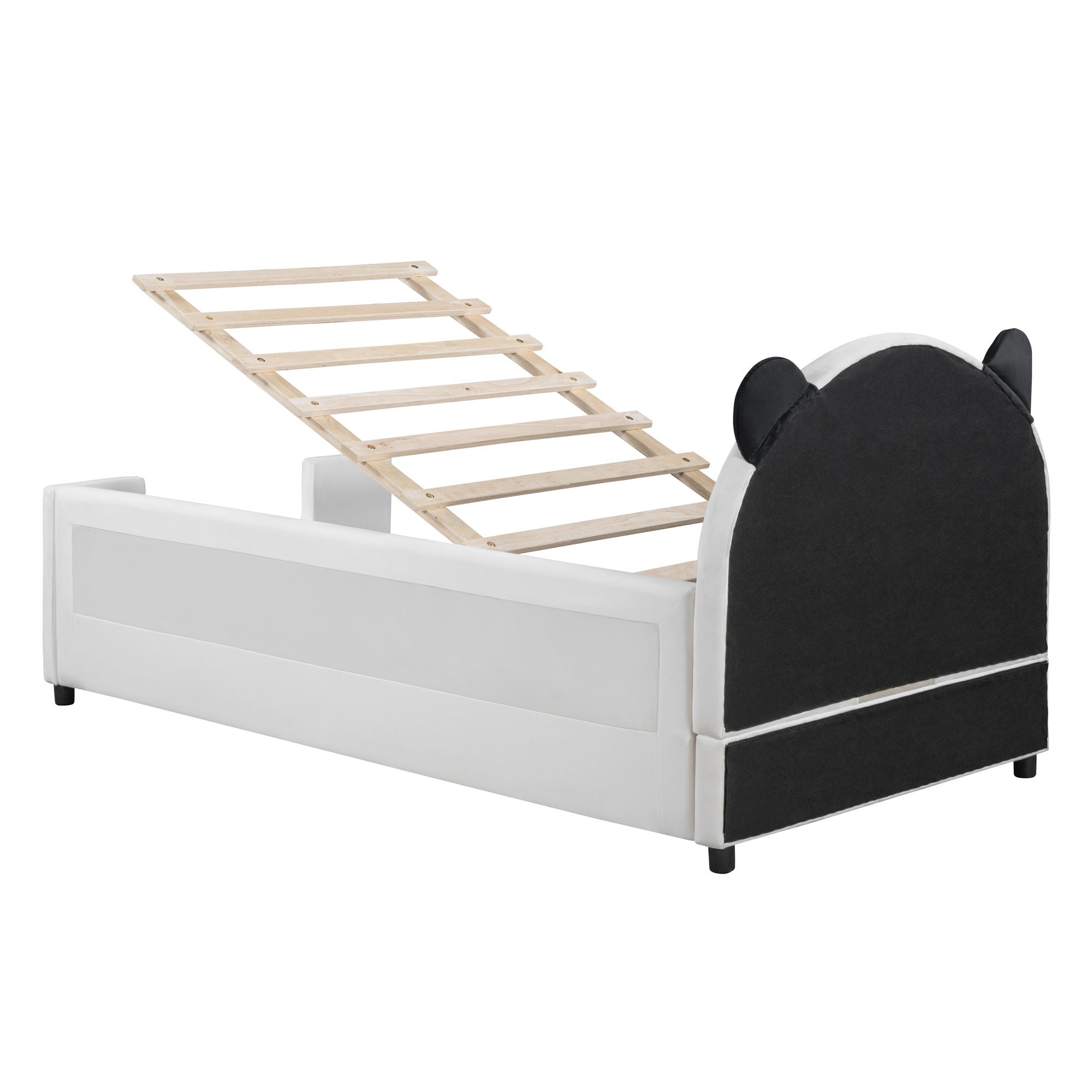 Upholstered Daybed With Bear Shaped Headboard, Hydraulic System And Breathable Fence by HouseOfZazla