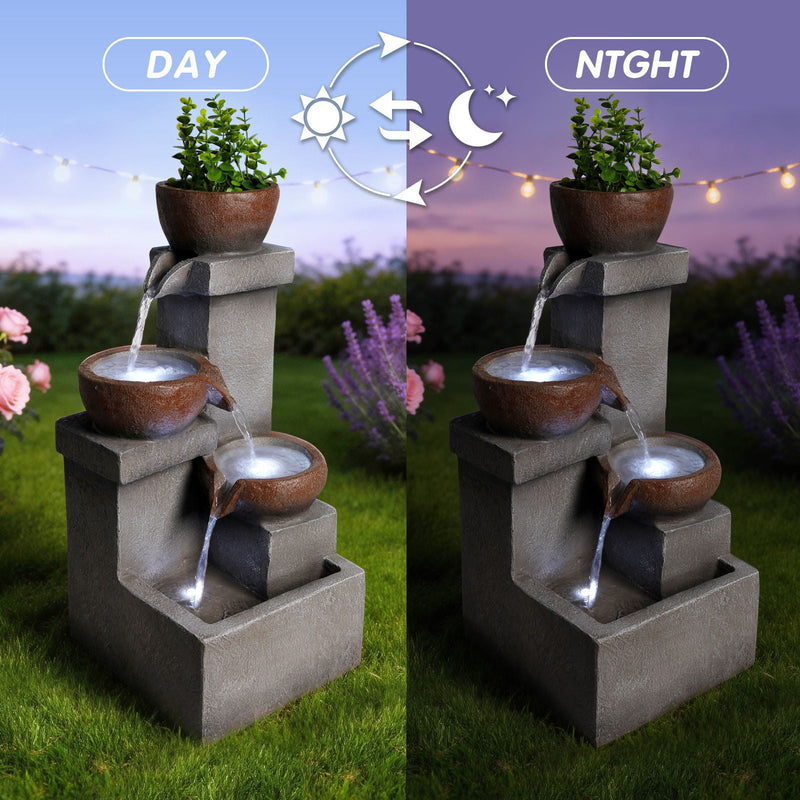 LED Waterfall Fountain Outdoor For Garden - Gray by HouseOfZazla