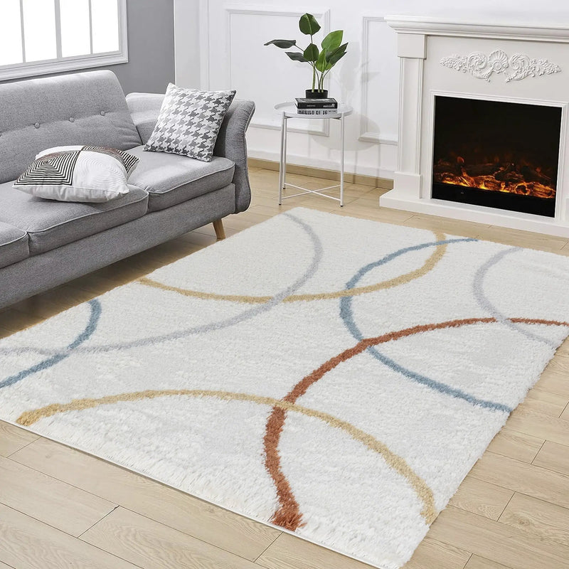 Loft Shag - 5' 3" X 7' Polypropylene Shaggy Area Rug - Ivory by HouseOfZazla