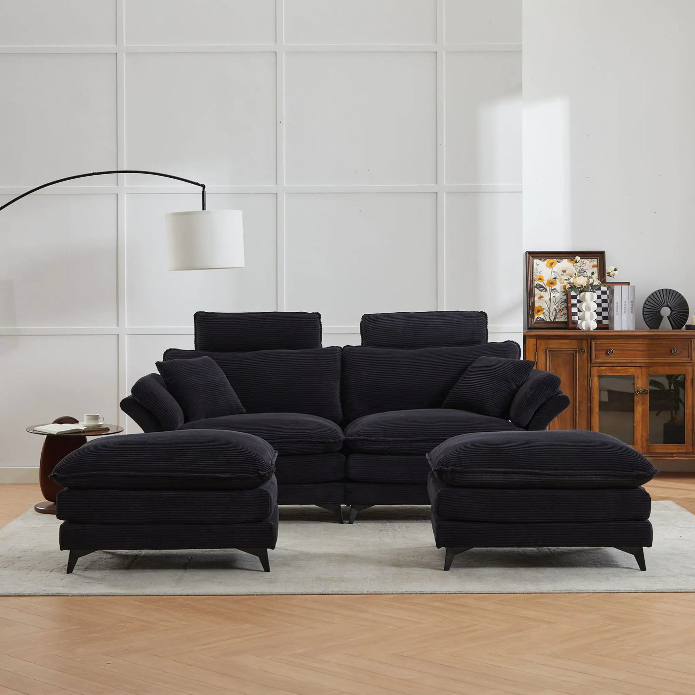 Modern Deep Seat Sectional Sofa With Ottoman by HouseOfZazla