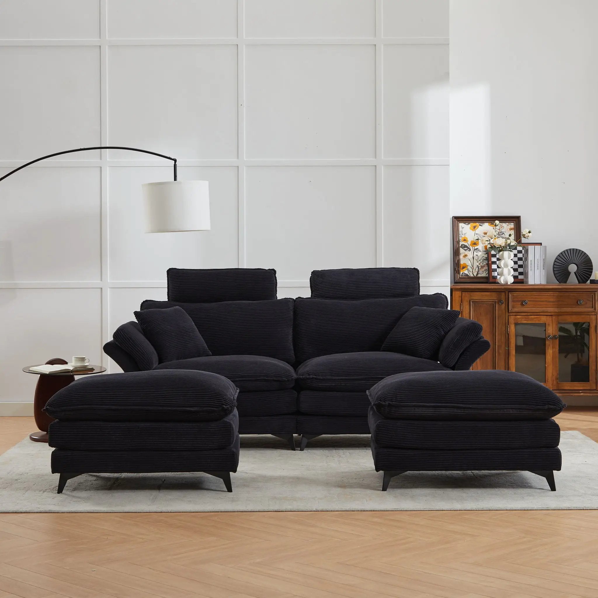 Modern Deep Seat Sectional Sofa With Ottoman by HouseOfZazla