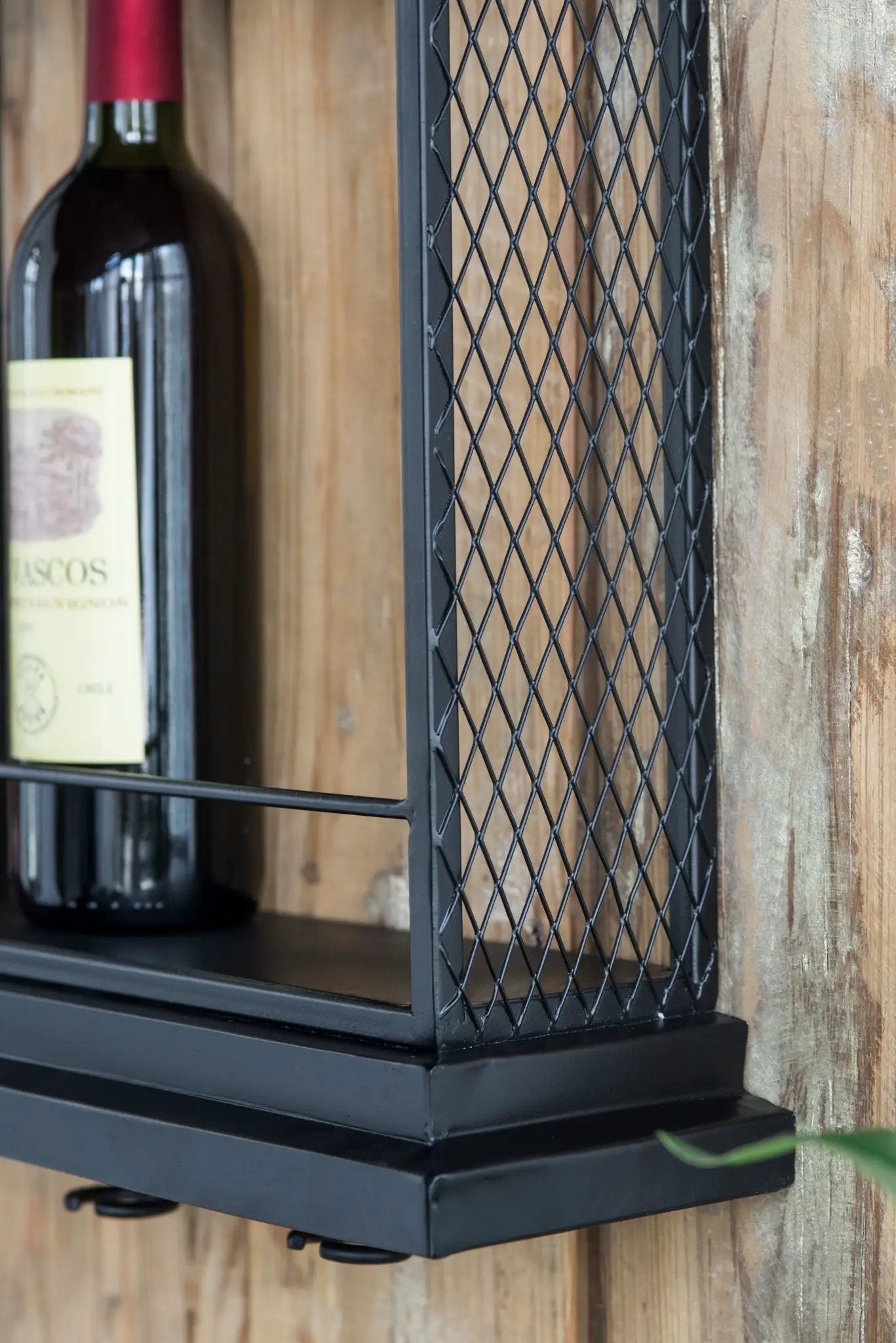 Floating Wine Bar Shelf With Glass Holder And Display Shelves - Black by HouseOfZazla
