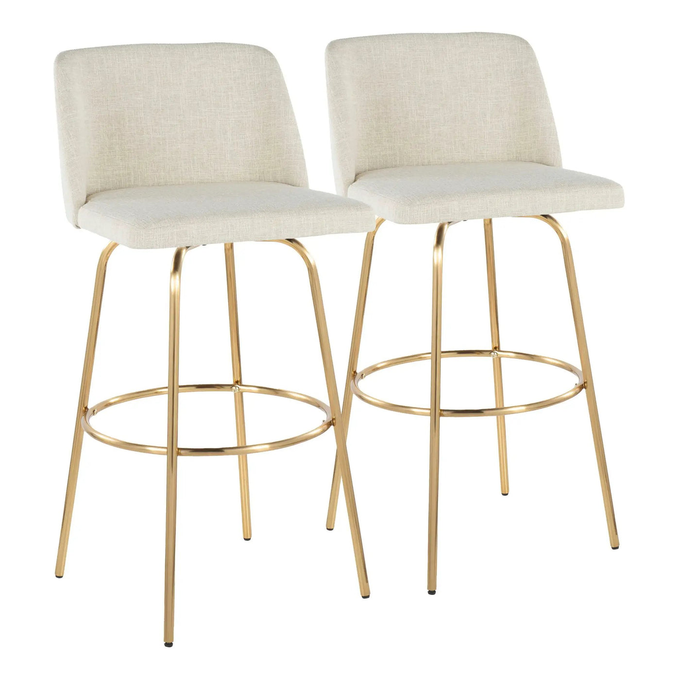 Toriano - Contemporary Fixed Height Barstool With Swivel And Round Footrest (Set of 2) by HouseOfZazla