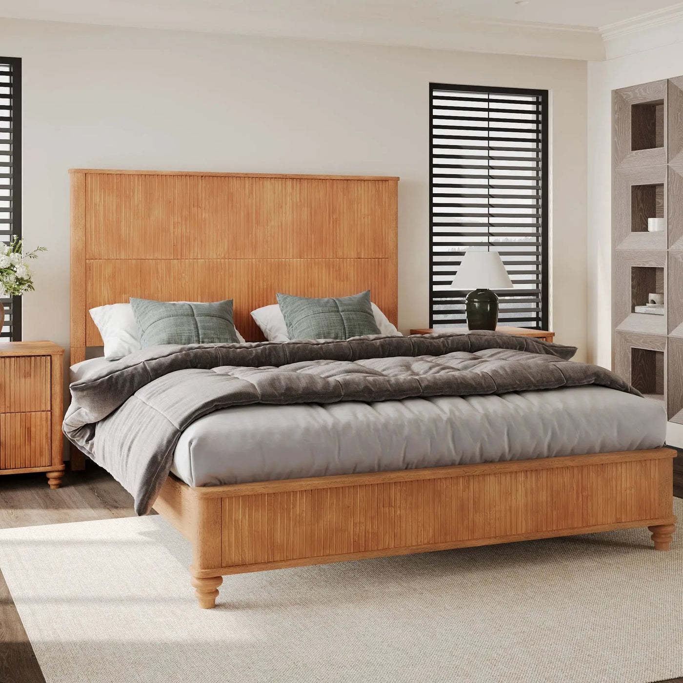 Platform Bed Frame With Tall Headboard by HouseOfZazla