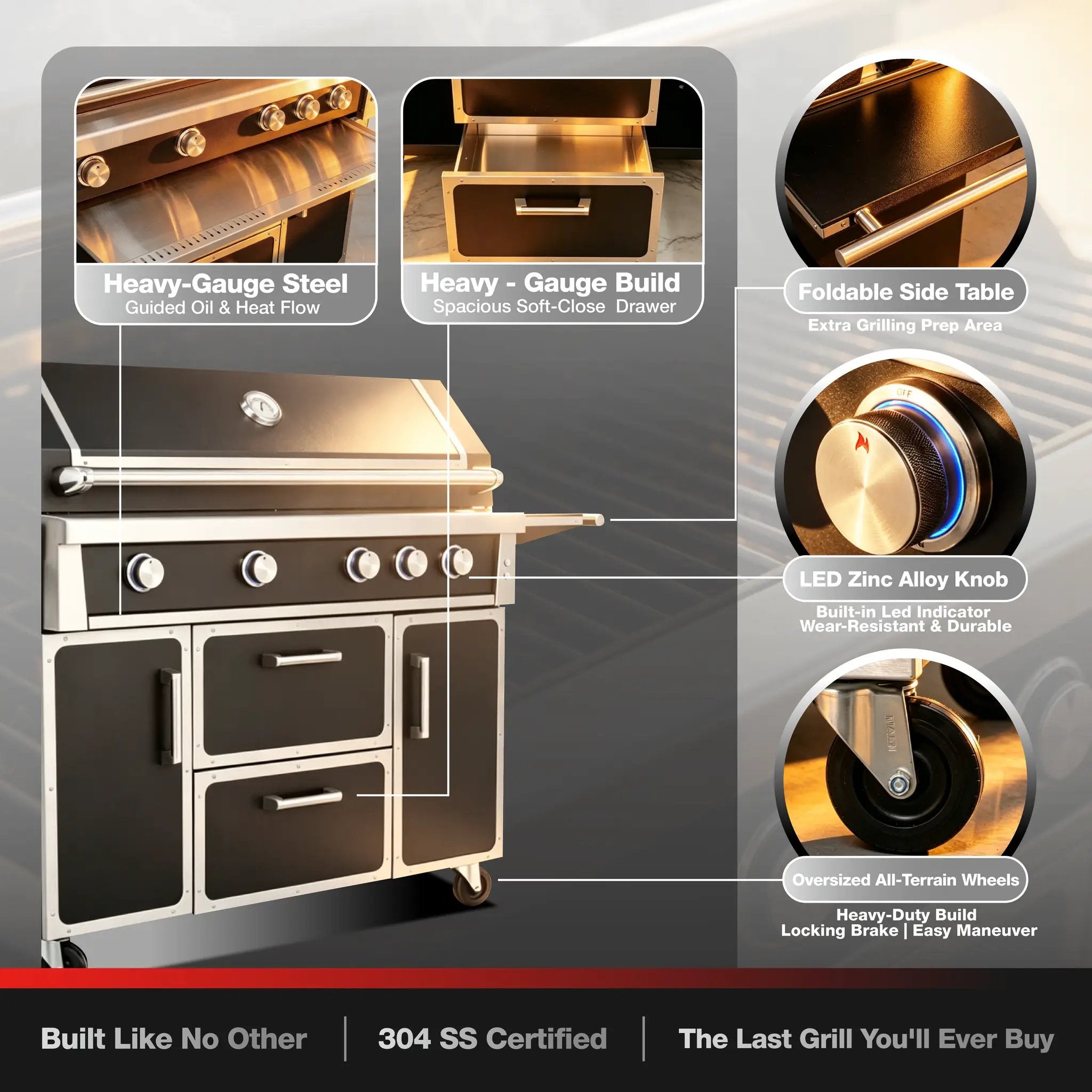 49'' Stainless Steel Standard Grill Featuring Infrared Back Burner by HouseOfZazla